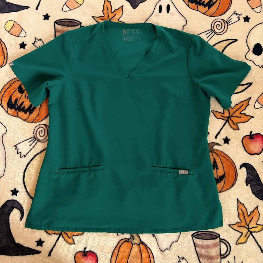 Figs Casma Hunter Green Scrub Top - Large
